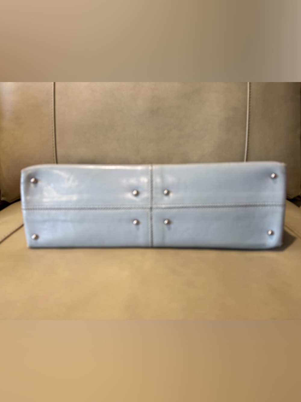 TOD'S Light Gray Leather Structured Solid Tote Bag : USED - Picture 6 of 16